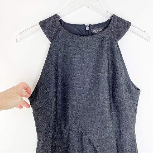 TOPSHOP Black Tinsel Sparkly Wrap Dress LBD - Picture 8 of 16